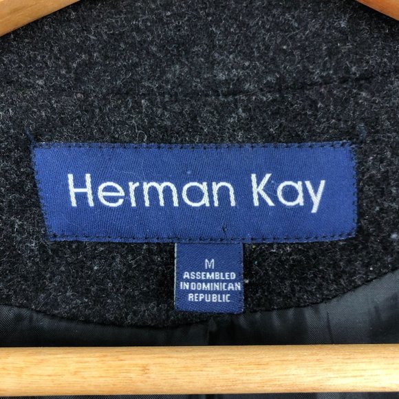 Herman Kay VTG Women's Size Medium Dark Grey Wool Blend Button Front Coat Jacket - Picture 7 of 8